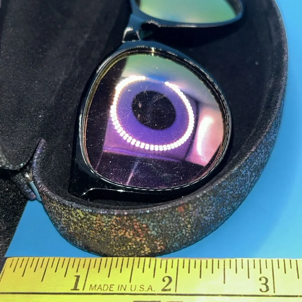 Mirror Sunglasses +Oversized Purple Glitter Glam Clamshell Case Clutch 52-18-140